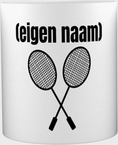 Akyol - 2 badminton rackets met eigen naam koffiemok - theemok - Badminton - badmintonner - sport - verjaardag cadeau - kado - geschenk - 350 ML inhoud