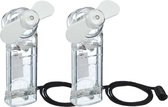 Cepewa Ventilator voor in je hand - 2x - Verkoeling in zomer - 10 cm - Wit - Klein zak formaat model