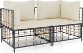 vidaXL - Hoekbanken - sectioneel - met - kussens - 2 - st - poly - rattan