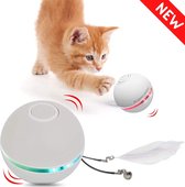 Kattenspeelgoed- Automatisch rollende kattenbal - Bal- Kattenbal - Slimme katten speelgoed- Siliconen bal- Interactieve speelgoedbal - wit