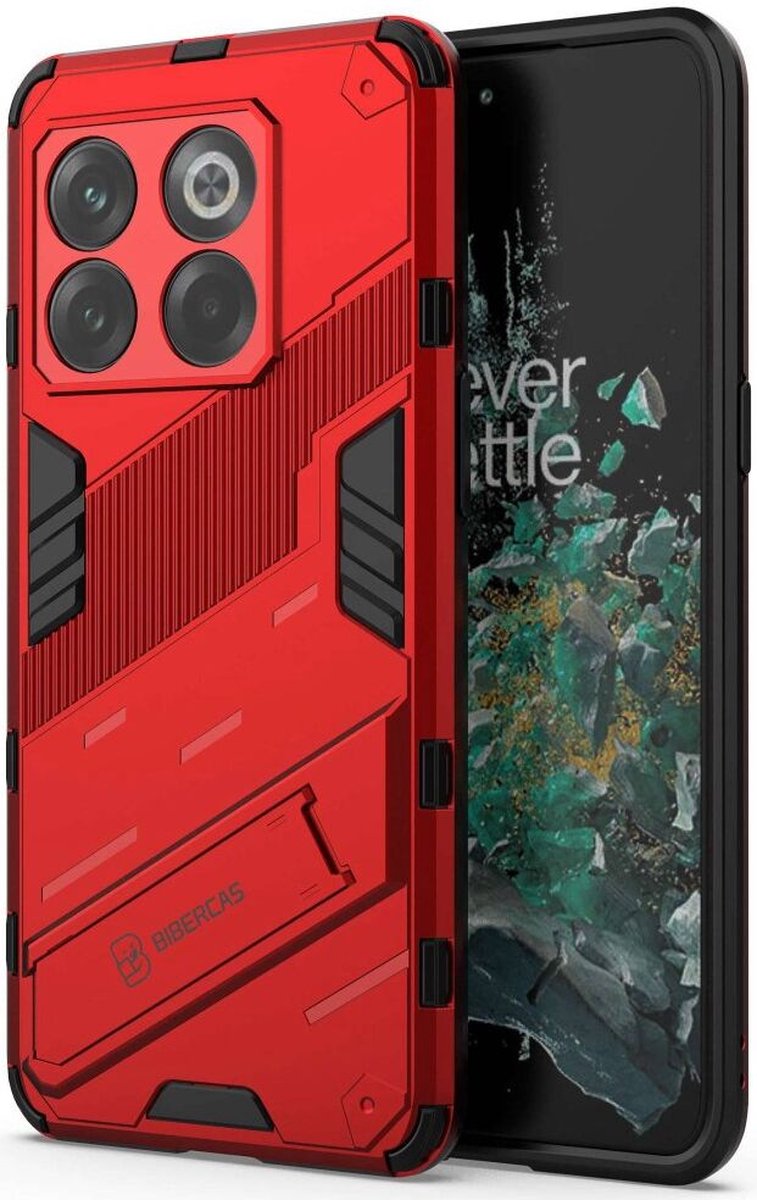 OnePlus 10T Hoesje Shockproof Kickstand Back Cover Rood