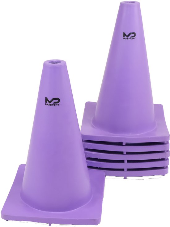 MDsport - Pion flexibel - Pylon flexibel - Onbreekbare pion - Zachte pion - Set van 6 - Paars