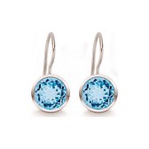Quinn - zilveren oorbellen met blauwe topaas - 035804958