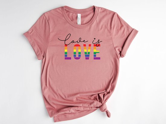 Lykke LGBTQ Unisex T-Shirt| Love is Love T-shirt| Pride | Rainbow| Mauve | Maat L