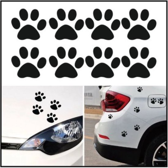 Decoratie sticker | Hondenpoot | Klein | 5x5cm | 4 Stuks | Wit
