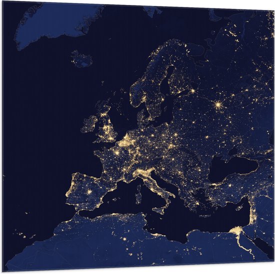 Vlag - Kaart van Europa - 100x100 cm Foto op Polyester Vlag