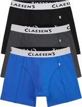Claesen's Basics normale lengte boxer (3-pack) - heren boxer - grijs - licht blauw - zwart - Maat: L