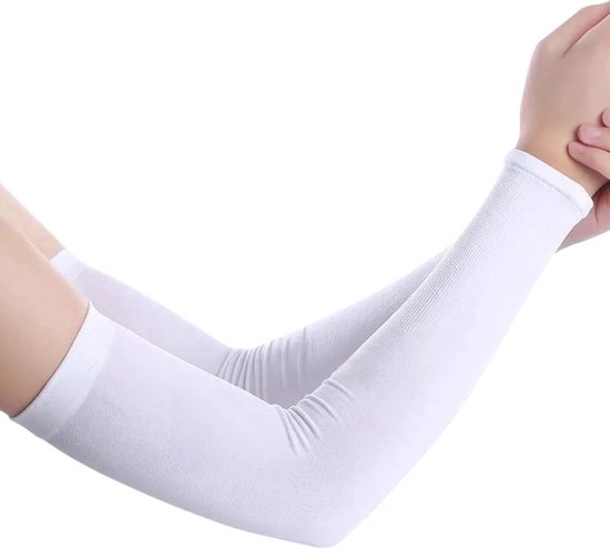CIATBYYJ Armwarmers – 4 Paar, Zacht, Ademend, Met Duimgaten, Voor Sport, Gaming En Buitenwerk, Wit/zwart