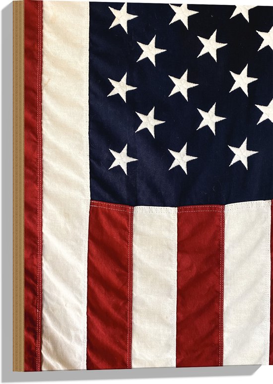 Hout - Amerikaanse Vlag - 40x60 cm - 9 mm dik - Foto op Hout (Met Ophangsysteem)