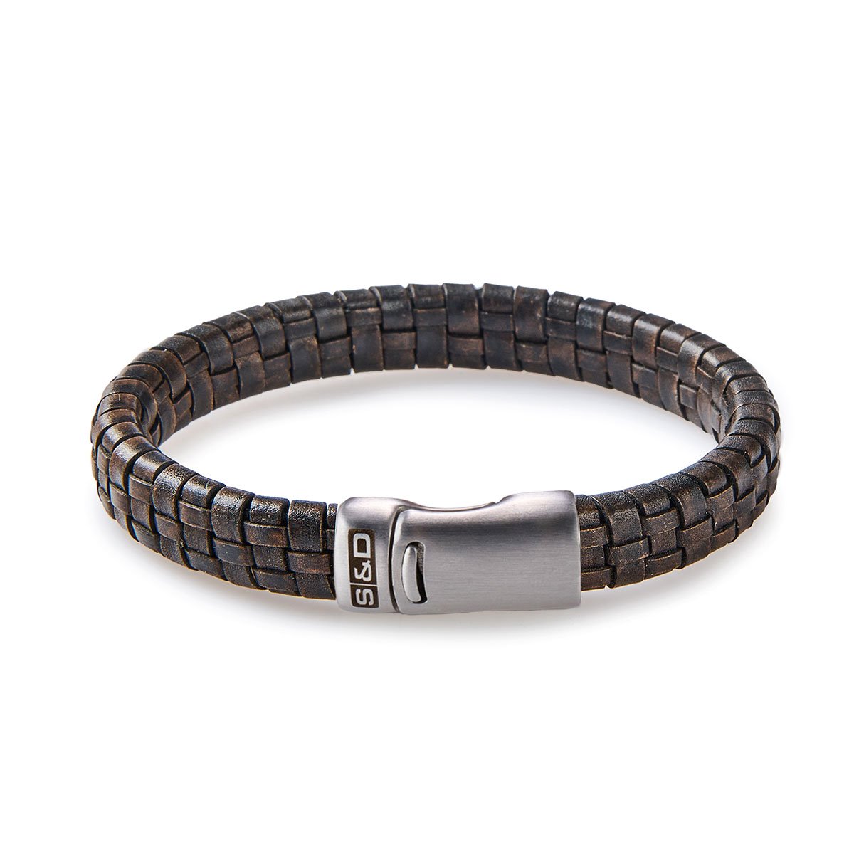 SAID&DONE Leren Armband Heren - Hugo Weave Brown - M (19 cm)