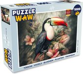 Puzzel Toekan - Vogels - Bloemen - Planten - Tropisch - Legpuzzel - Puzzel 1000 stukjes volwassenen