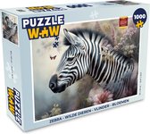 Puzzle Zebra - Animaux sauvages - Papillon - Fleurs - Puzzle - Puzzle 1000 pièces adultes