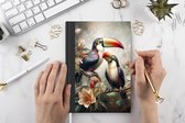 Notitieboek - Schrijfboek - Toekan - Vogels - Bloemen - Jungle - Notitieboekje klein - A5 formaat - Schrijfblok