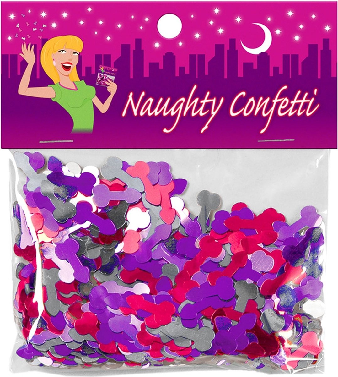 Penisvorm Confetti - Roze/Paars/Zilver