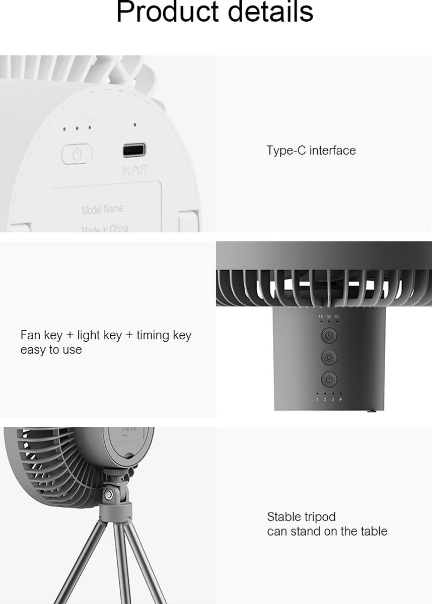 Ventilateur USB Rechargeable 6000mAh Avec Trépied Flexible - Silencieux Et Portable
