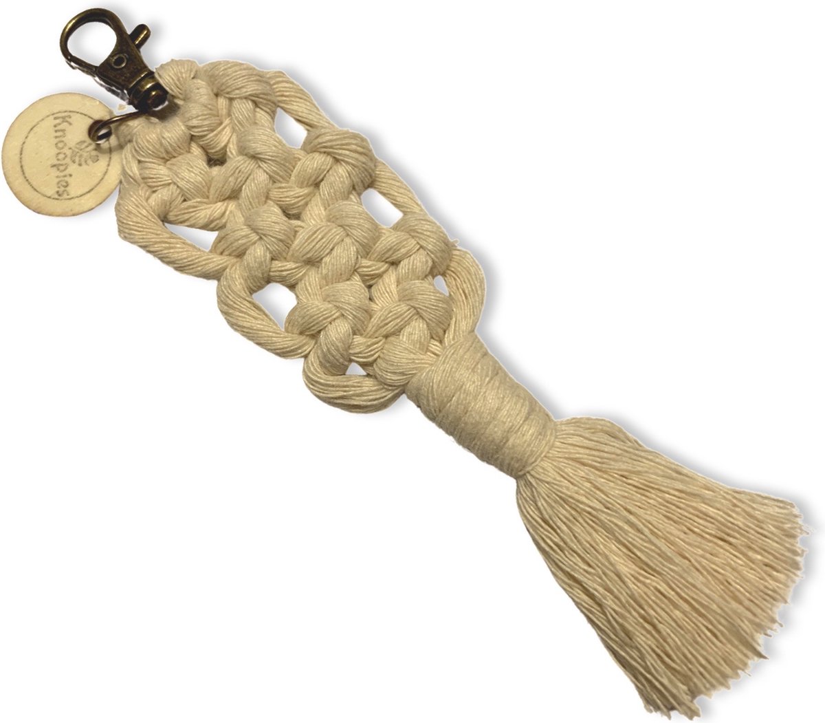 Sleutelhanger 'Boho' - Diverse kleuren - Gebroken Wit - Katoenkoord - Handgemaakt in ons Macramé Atelier - Prijs per Stuk - Inclusief Verzendkosten