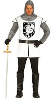 Guirca - Middeleeuwse & Renaissance Strijders Kostuum - Onverslaanbare Middeleeuwse Ridder - Man - Wit / Beige, Grijs - Maat 52-54 - Carnavalskleding - Verkleedkleding