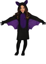 Halloween Vleermuis kostuum - voor meisjes - zwat/paars 122/134