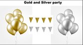 Gold and Silver party set - 2x vlaggenlijn goud en zilver - 100x Luxe Ballonnen goud/zilver - Metallic Festival thema feest party verjaardag gala jubileum
