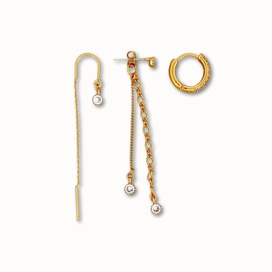 ByNouck Jewelry - Earparty Sparkle - Sieraden - Vrouwen - Goud - Shiny - Oorbellen
