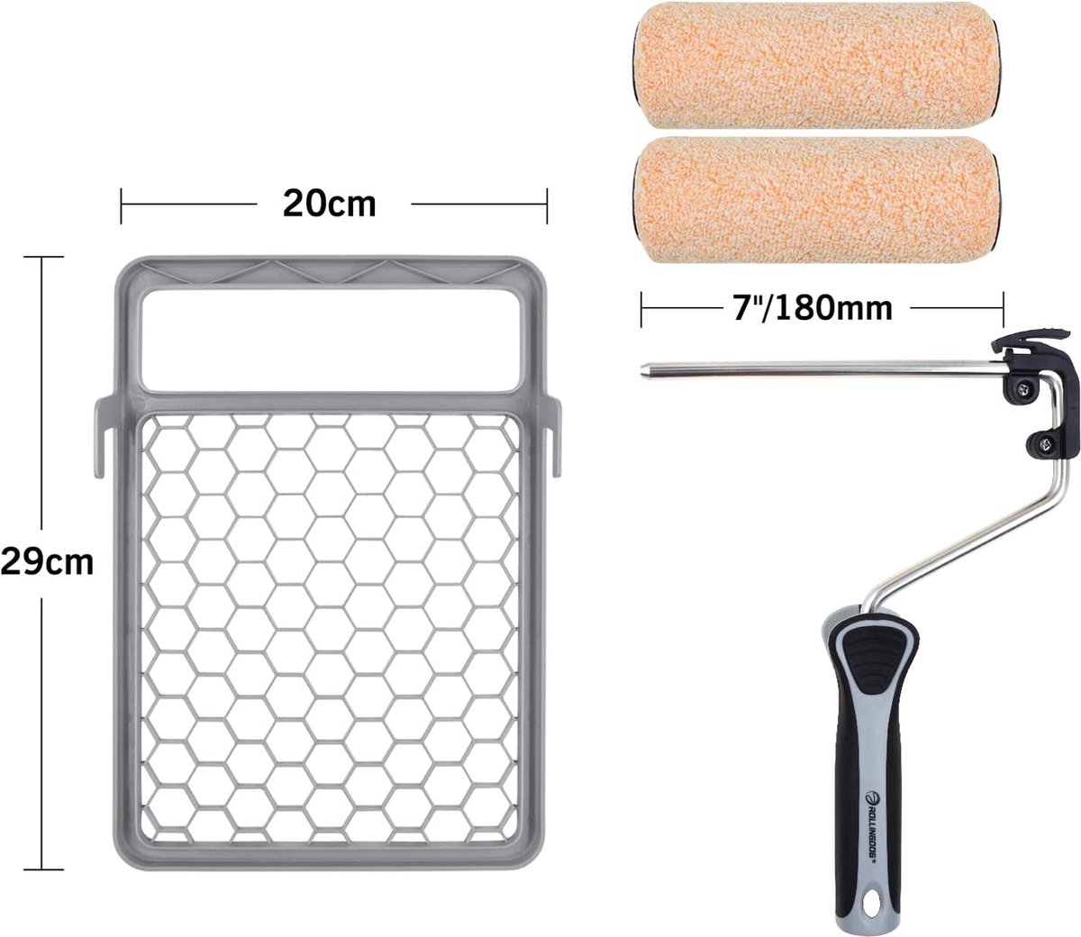 ROLLINGDOG 7 inch microvezel verfroller set met 3 stuks duurzame rolhoezen voor muur en plafonds schilderen (4 stuks