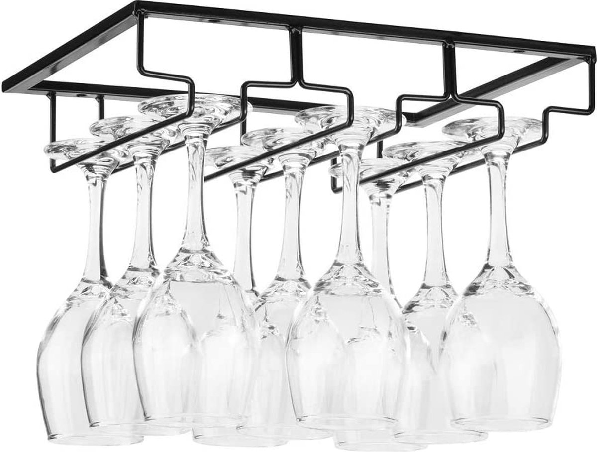 Porte-Verres à pieds Suspendu bar Rack à verres Rangement étagère à verres  Support de Verre à Vin Organisateur Cabinet Stockage
