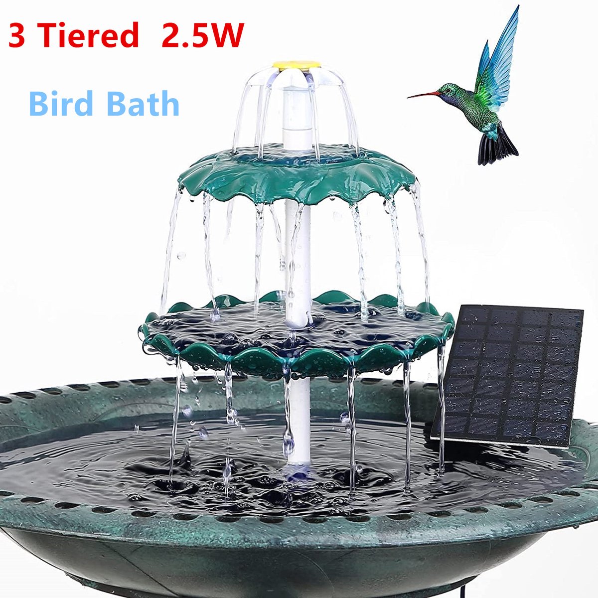 Bain de Douche Vogel avec pompe Solar 3.5W fontaine de Luxe à Énergie solaire  pour