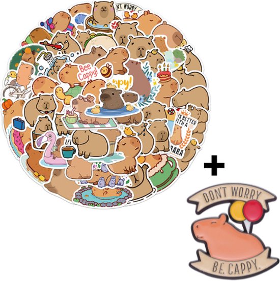 Vicloon Leuke Capybara Stickers - Waterdichte Vinyl Stickers voor Laptop, Skateboard, Telefoon, Notebook - Volwassenen en Kinderen