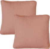 Set van 2 Sierkussens - Dutch Decor BOWIE - 45x45 cm - Muted Clay - roze – unikleur – inclusief binnenkussens - gewassen katoen