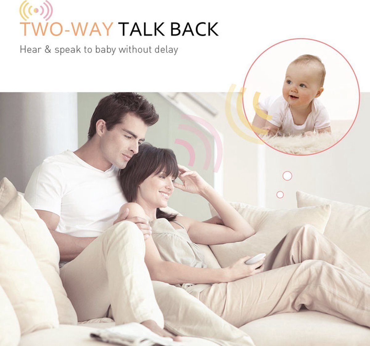 Babyfoon Met Camera 5.0 Inch Scherm Temperatuursensor - afbeelding 3