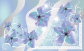 Fotobehang - Vlies Behang - Blauwe Bloemen - Kunst - 208 x 146 cm