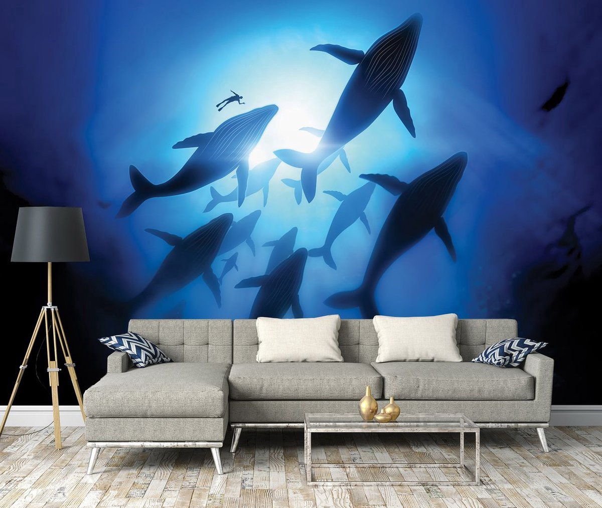 Fotobehang - Vlies Behang - Walvissen in Zee - 368 x 254 cm | bol.com