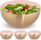 Relaxdays 4x saladeschaal - 3,5 l - roze-goud - mengkom - Ø 25cm - rvs - bakken - serveren
