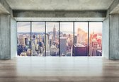 Fotobehang - Vlies Behang - 3D Uitzicht op New York door de Ramen - 254 x 184 cm