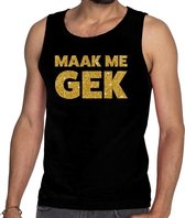 Gouden maak me gek glitter tanktop / mouwloos shirt zwart heren XL