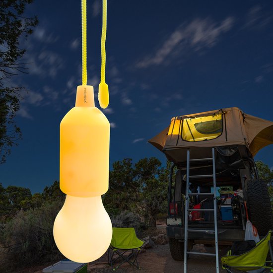Fienosa Treklamp - Hanglamp - Camping lamp - LED - Geel - Hanglamp Batterij - Kerstcadeau - Nachtlamp Kinderen - Campinglampen - Tentlamp - Kampeerlamp - NIET INBEGREPEN aaa batterijen- Warm wit licht -Tuinverlichting - Feestverlichting van Fienosa — afbeelding 5