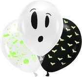 Halloween Set van 3x stuks Halloween Glow in the dark blacklight ballonnen met print 30 cm - Halloween feestversiering/decoratie