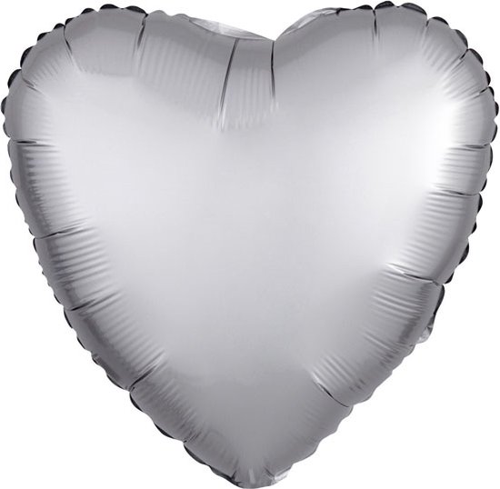 Amscan - Folieballon Satin Luxe Platinum Hart 46 cm