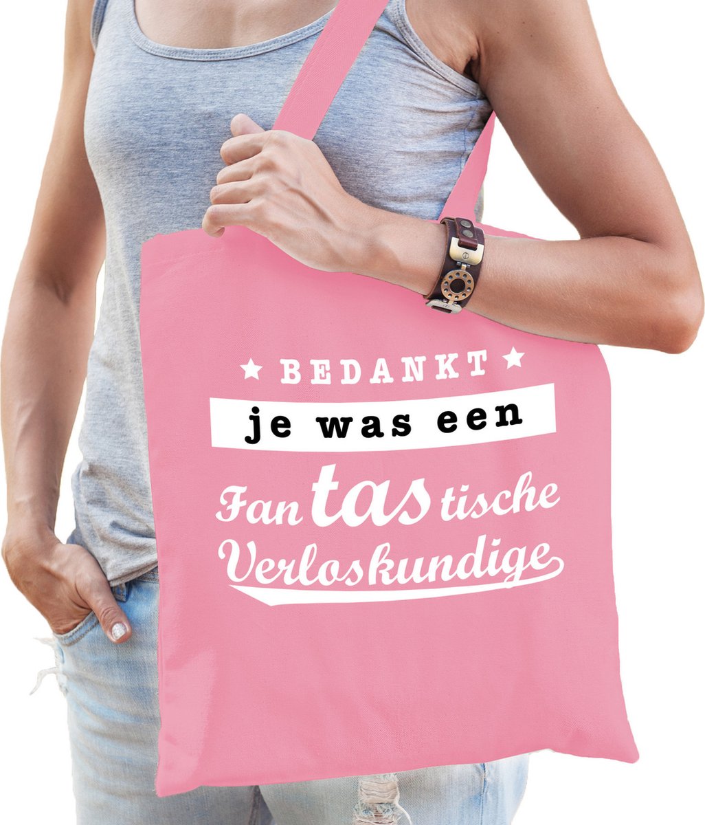 Bellatio Decorations cadeau tas voor verloskundige - roze - katoen - 42 x 38 cm