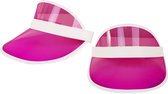 Verkleed zonneklep/sunvisor - 2x - voor volwassenen - roze/wit - Carnaval hoed