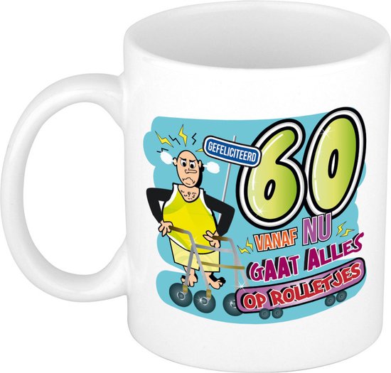Bellatio Decorations Cadeau / Mug anniversaire 60 ans - homme -  déambulateur 