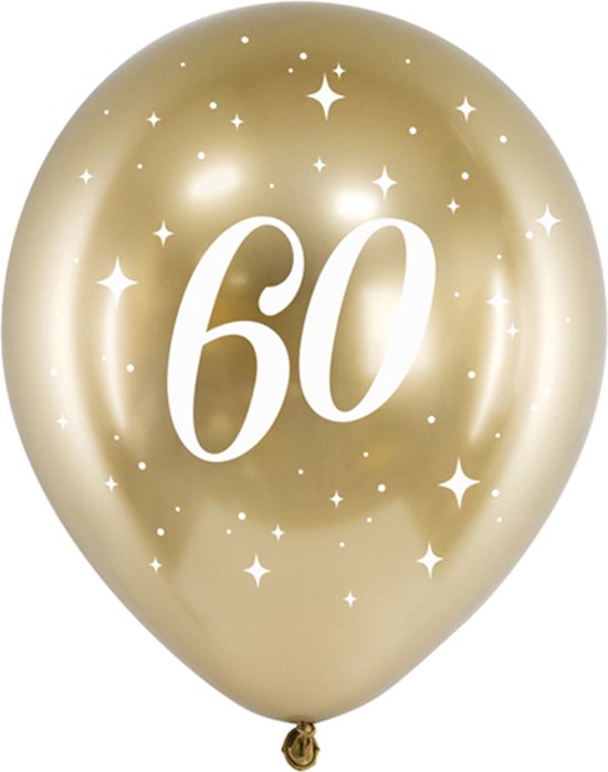 Partydeco - Glossy ballonnen gold 60 jaar (6 stuks)