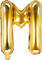 Partydeco - Folieballon Goud Letter M (35 cm)