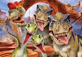 Fotobehang - Vlies Behang - Dinosaurussen - Dino's maken een Selfie - 312 x 219 cm