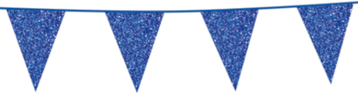 Glitter blauwe kartonnen vlaggenlijn slinger.