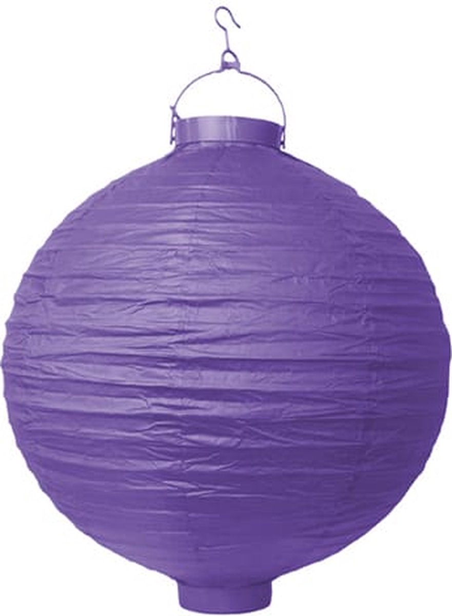 Partydeco - Decoratie Lampion Paars LED 20cm - Lampion sint maarten - lampionnen - Sint maarten optocht - lampionnen papier