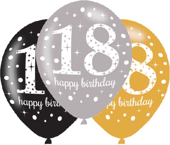 Ballon 18 jaar Sparkling Birthday | 6 stuks