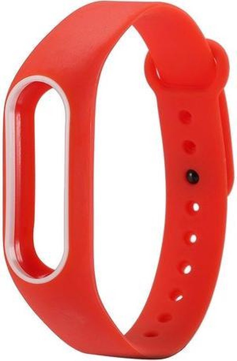 CHPN - Siliconen Bandje - Geschikt voor Xiaomi Mi 2 - Wit/Rood} - Siliconen - Horlogebandje
