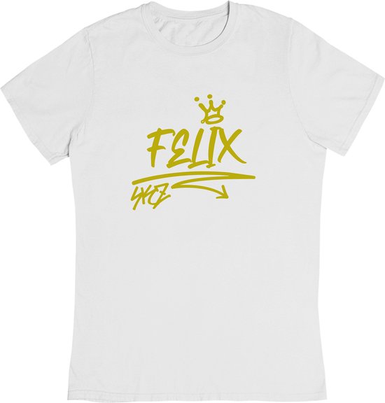 Stray Kids Felix Lee Signature Gold T-Shirt - Korean Boyband SKZ - Kpop fans - Felix Stray Kids - Maat M Wit