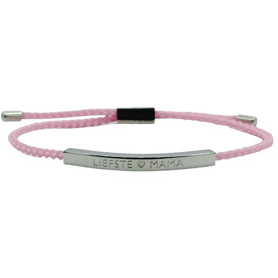 Armband voor moeder - Gegraveerd met 'LIEFSTE MAMA' - Cadeau voor Moederdag/Verjaardag - Kleur Zilver & Roze